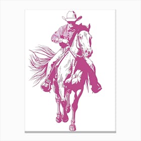 Cowboy Riding A Horse Canvas Print