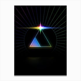 Neon Geometric Glyph in Candy Blue and Pink with Rainbow Sparkle on Black n.0375 Canvas Print