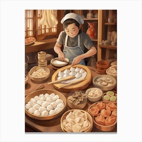 Dumpling Making Chinese New Year 9 Canvas Print