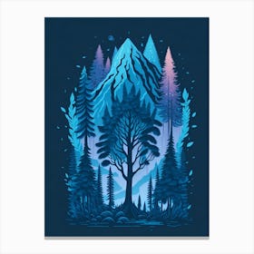 A Fantasy Forest At Night In Blue Theme 41 Canvas Print