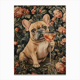 Tapestry Frenchie Drinking 7 Canvas Print