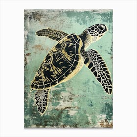 Vintage Sea Turtles Silkscreen Inspired 2 Canvas Print