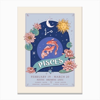 Zodiac Sign Pisces Canvas Print