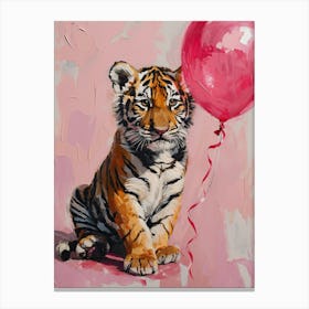 Cute Siberian Tiger 3 With Balloon Canvas Print