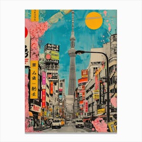 Tokyo   Retro Collage Style 1 Canvas Print