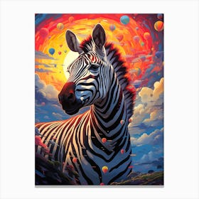 Zebra With Balloons Canvas Print