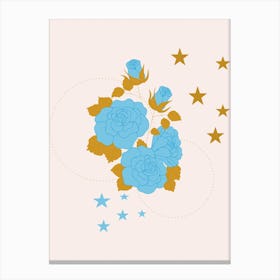 Blue Rose And Geometrics Canvas Print
