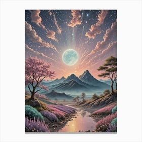 Moonlight In Purple Valley Canvas Print