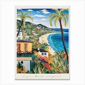 Poster Of Laguna Beach, California, Matisse And Rousseau Style 3 Canvas Print