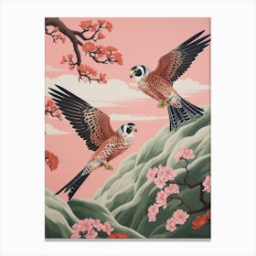 Vintage Japanese Inspired Bird Print American Kestrel 1 Canvas Print