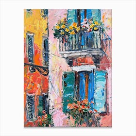 Balcony Painting In Rome 2 Canvas Print