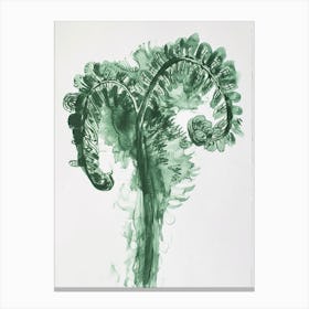 Green Ink Painting Of A Harts Tongue Fern 1 Canvas Print