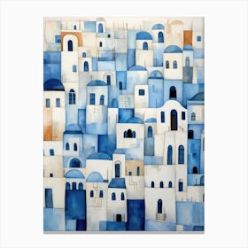Blue Houses In Greece Canvas Print