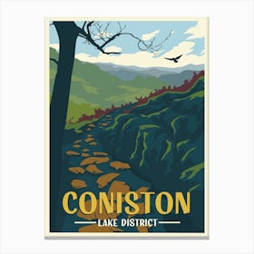 Coniston Travel Poster Lake District Canvas Print