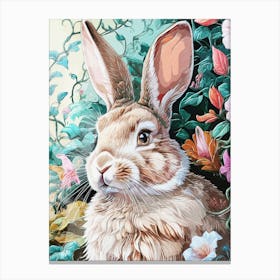 Rabbit Floral Nature Gardening Leinwandbild