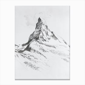 Matterhorn Switzerland Italy Line Drawing 8 Canvas Print