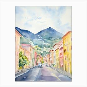 Bolzano, Italy Watercolour Streets 2 Canvas Print