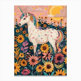 Unicorn In A Sunflower Field Brushstrokes 2 Canvas Print