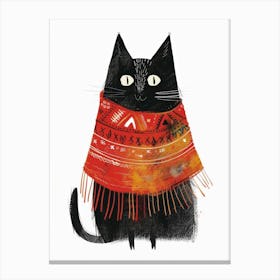 Black Cat In Scarf 3 Canvas Print