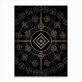 Geometric Glyph Radial Array in Glitter Gold on Black n.0303 Canvas Print