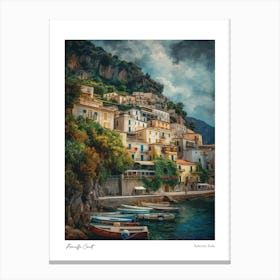 Amalfi Coast, Salerno Italy Pencil Drawing 5 Canvas Print