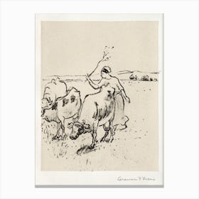 Cowherder (ca. 1899), Camille Pissarro Canvas Print
