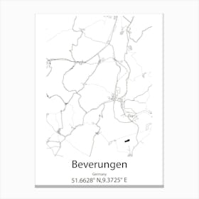 Beverungen,Germany Minimalist Map Canvas Print