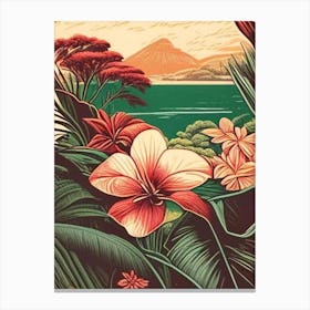 Flores Island Indonesia Vintage Sketch Tropical Destination Canvas Print