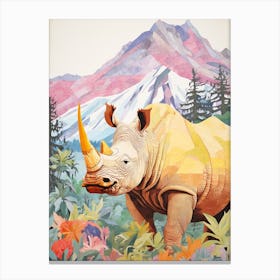 Colourful Floral Rhino 4 Canvas Print