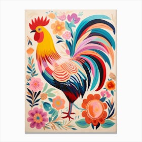 Pink Scandi Rooster 4 Canvas Print