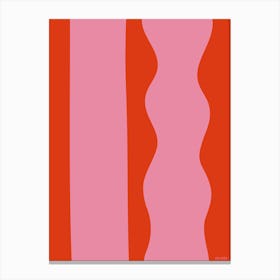 Tandem Light Red And Pink Minimalist Abstract Canvas Print