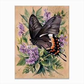 Butterfly On Lilacs Canvas Print