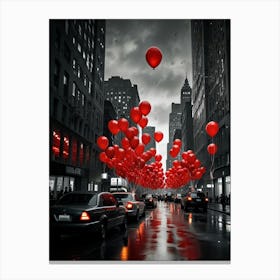 Red Balloons In New York City 1 Canvas Print