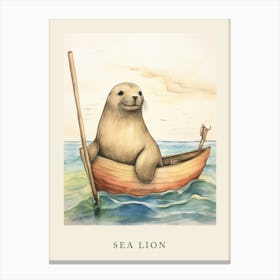 Beatrix Potter Inspired  Animal Watercolour Sea Lion 2 Canvas Print