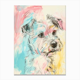 Pastel Cairn Terrier Dog Line Illustration Canvas Print