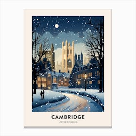 Winter Night  Travel Poster Cambridge United Kingdom 3 Canvas Print