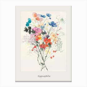 Gypsophila 2 Collage Flower Bouquet Poster Canvas Print