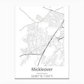 Mickleover,United Kingdom Minimalist Map Leinwandbild