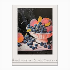 Art Deco Blueberries & Nectarines Poster Canvas Print