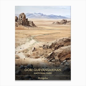 Gobi Gurvansaikhan National Park Mongolia Watercolour 4 Canvas Print