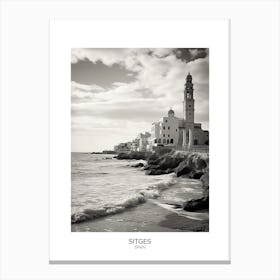 Poster Of Sitges, Spain, Black And White Analogue Photography 2 Canvas Print