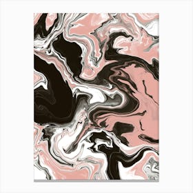 Black Pink Marble Abstract Painting Canvas Print