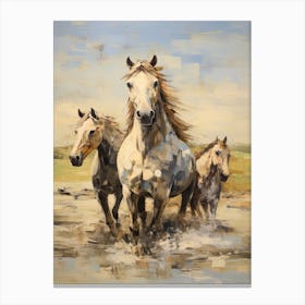 Horses Painting In Mongolia 2 Canvas Print