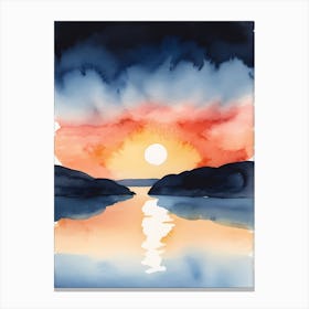 Minimalist Sunset Watercolor Painting (16) Canvas Print