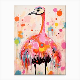 Pink Scandi Ostrich 1 Canvas Print