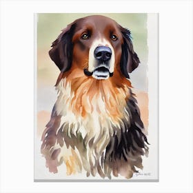 Flat Coated Retriever 2 Watercolour dog Canvas Print