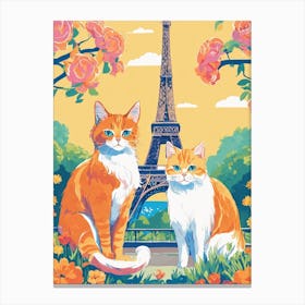 Paris Cat Painting Canvas Print