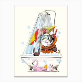Cat In Shower Canvas Print
