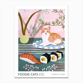 Foodie Cats Co Cat And Sushi 4 Canvas Print