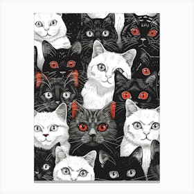 Perfectly Repeatable Artwork With Cute Cat Faces 51 Canvas Print